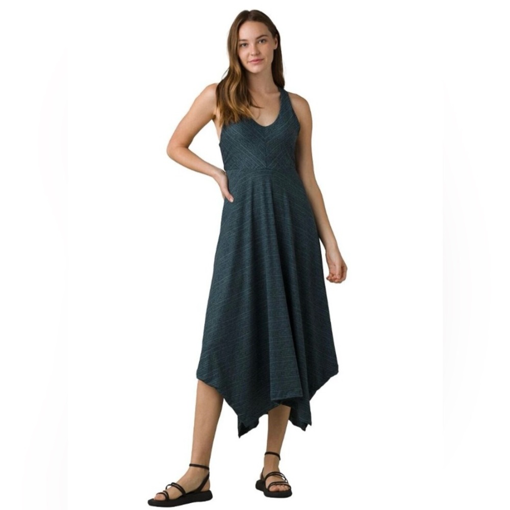 Prana Dark Navy Chevron Midi Dress - built in bra
